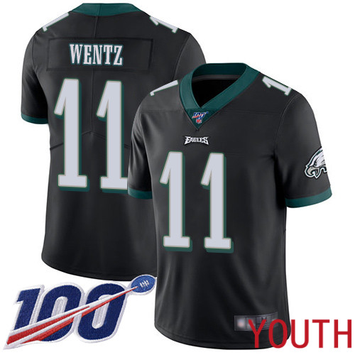 Youth Philadelphia Eagles 11 Carson Wentz Black Alternate Vapor Untouchable NFL Jersey Limited Player